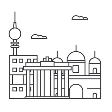 Berlin vector line icon, sign, illustration on background, editable strokes 스톡 일러스트