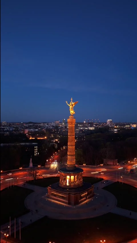 Berlin Victory Column Night Hyperlapse (06.04.2026 Berlin, Germany) 库存影片 332312479
