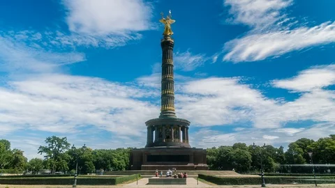 Berlin Victory Column Wide Time Lapse Stock Footage 94325903