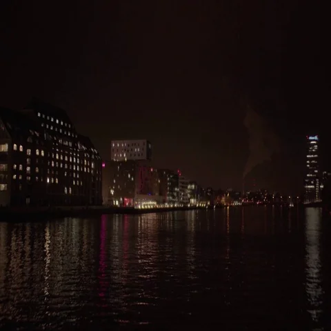 Berlin View from Oberbaum Bridge at Night 4K Stock Footage 69122795