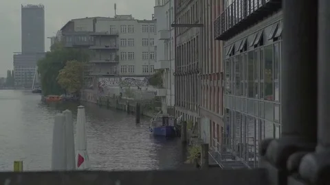 Berlin View on Spree River from Oberbaum Bridge 4K Stock Footage 69143808