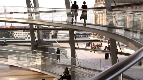 Berlin, walking at Reichstag dome while excursion Stock Footage 102264724