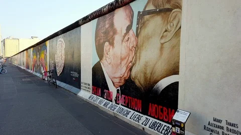 Berlin Wall graffiti during covid -2019 outbreak Stock Footage 127590830