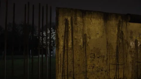 Berlin Wall Historical Monument, Pathway glow, Wall illumination Stock-Footage 320068357