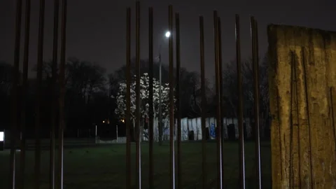 Berlin Wall Memorial Center, Berlin night, Illuminated night Stock Footage 340664565