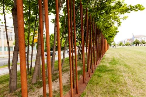 Berlin wall memorial marking Stock Photos