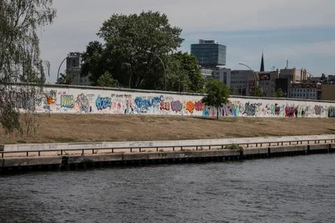 Berlin wall on the riverside Stock Photos