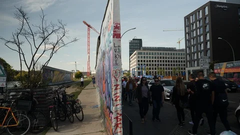 Berlin Wall, showing both sides of the wall. Germany. Stock Footage 118437524