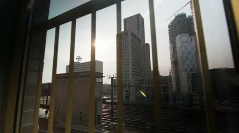 Berlin Window City Train Upper West Skyline- Stock Footage 63616975