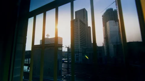 Berlin Window City Train Upper West Skyline Cool Stock Footage 63616977