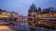 Berliner Dom In The Evening Tracking Shot Hyperlapse Stock Footage