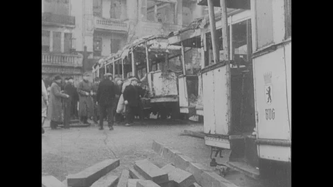 Berliners dig ditches in order to defend the city Stock Footage 103381249