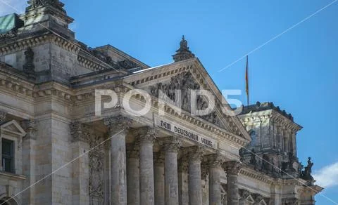 BERLIN,GERMANY-25 APRIL,2019: Reichstag or Bundestag is historic edifice in B Stock Photos
