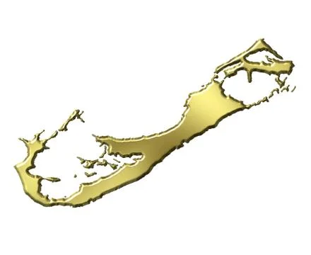 Bermuda 3d golden map Stock Illustration