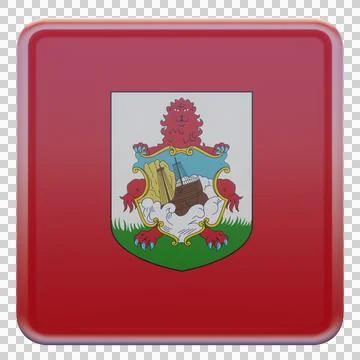 Bermuda 3d illustration flag on pole. Wood flagpole Stock Illustration