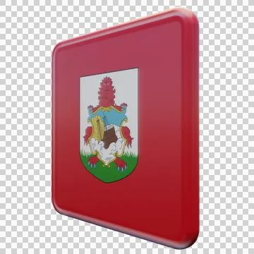 Bermuda 3d illustration flag on pole. Wood flagpole 库存插图