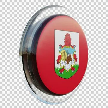 Bermuda 3d illustration flag on pole. Wood flagpole Stock Illustration