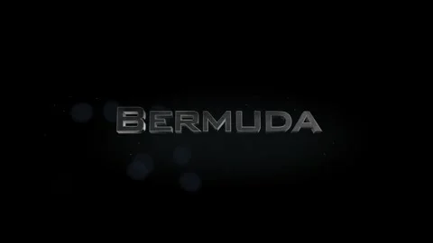 Bermuda 3D title word made with metal animation text on transparent black Stock Footage 255613407