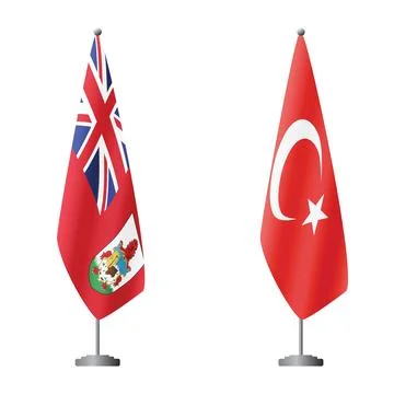 Bermuda and Turkey flags on flagpoles for official ceremonies and meetings Stock Illustration