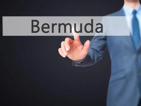 Bermuda - Businessman pressing virtual button Foto stock