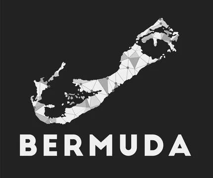 Bermuda - communication network map of island. Bermuda trendy geometric des.. 스톡 일러스트