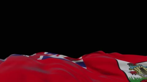Bermuda fabric flag waving on the wind loop. Bermuda embroidery stiched cloth Stock Footage 194070577