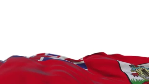 Bermuda fabric flag waving on the wind loop. Bermuda embroidery stiched cloth 库存影片 194070939