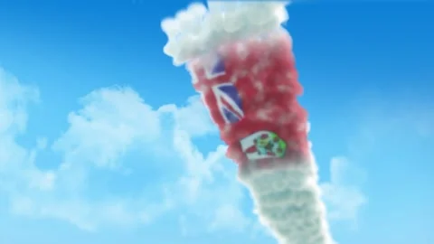 Bermuda Flag 3D Render Animation Created with Colored Smoke Trails by Aircra 스톡 동영상 332304592