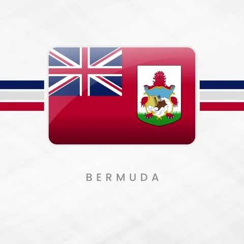 Bermuda Flag Button Icon: British Overseas Territory Red Ensign 3D Vector I.. Stock Footage 330949292