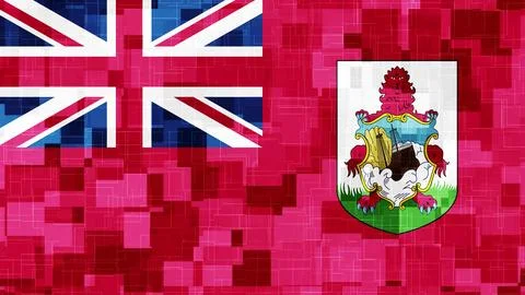 Bermuda flag earth map glowing technology news background Stock Illustration