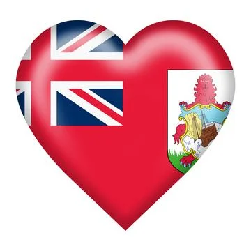 Bermuda flag heart button isolated on white with clipping path 3d illustration 스톡 일러스트