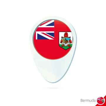 Bermuda flag location map pin icon on white background. Stock Illustration