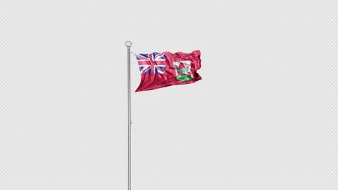 Bermuda   Flag Pole  Animation Include Alpha 3D Rendering Video stock 283139506