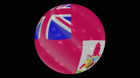Bermuda flag in a round ball rotates. Flicker and shine. Animation loop Stock Footage 145857531