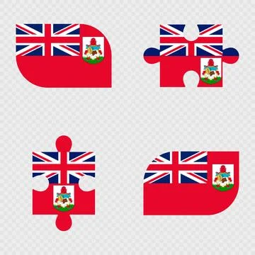 Bermuda Flag Rounded Shapes and Puzzle Set. Stock Illustration