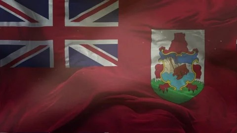 Bermuda  Flag     .Slow Motion Cloth Animation -3D Rendering 스톡 동영상 281022931