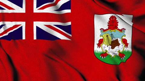 Bermuda Flag with Union Jack and Coat of Arms Stock Footage 314288479