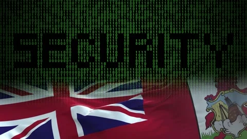 Bermuda flag - Waving flag on matrix binary code background Stock Footage 321422132