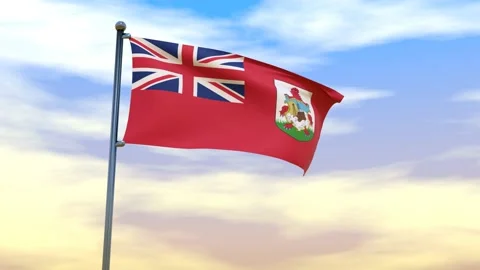 Bermuda Flag waving in the high wind Video stock 153869451
