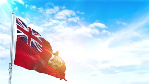 Bermuda flag Waving Realistic With Sky Stock Footage 323928103