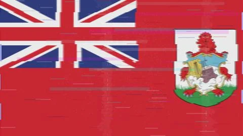 Bermuda Glitch Flag Vector - RGB Split Digital Video Frame Design Illustrazione stock