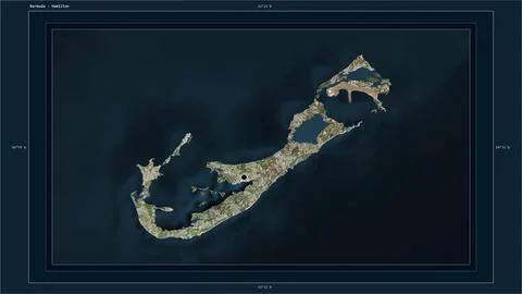 Bermuda highlighted - composition. High-res satellite Stock Illustration