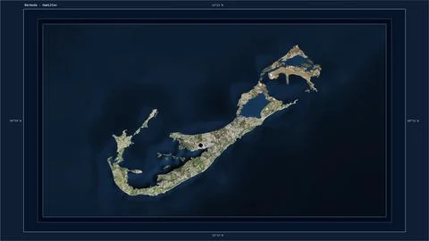 Bermuda highlighted - composition. Low-res satellite Stock Illustration