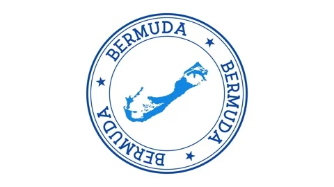 Bermuda intro. Badge with the circular name and map of island. Bermuda round ... Stock Footage 231098749