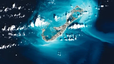 Bermuda island satellite aerial view Stock Footage