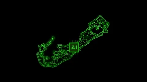 Bermuda Map AI Chipset Technology Opener Stock Footage 337082504