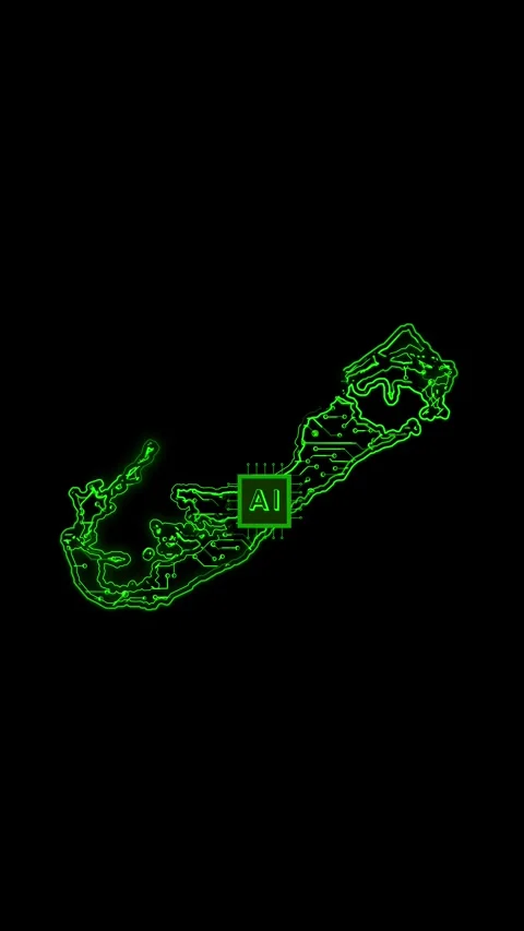 Bermuda Map AI Chipset Technology Opener Stock Footage 337177343