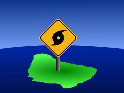 Bermuda map with hurricane sign Stock Illustration