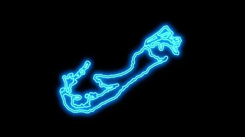 Bermuda Map Outline Neon Lights Stock Footage 332851074