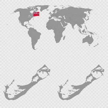 Bermuda Map Set with World Location. Stock Illustration